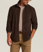 Corded Knit Overshirt in Brown