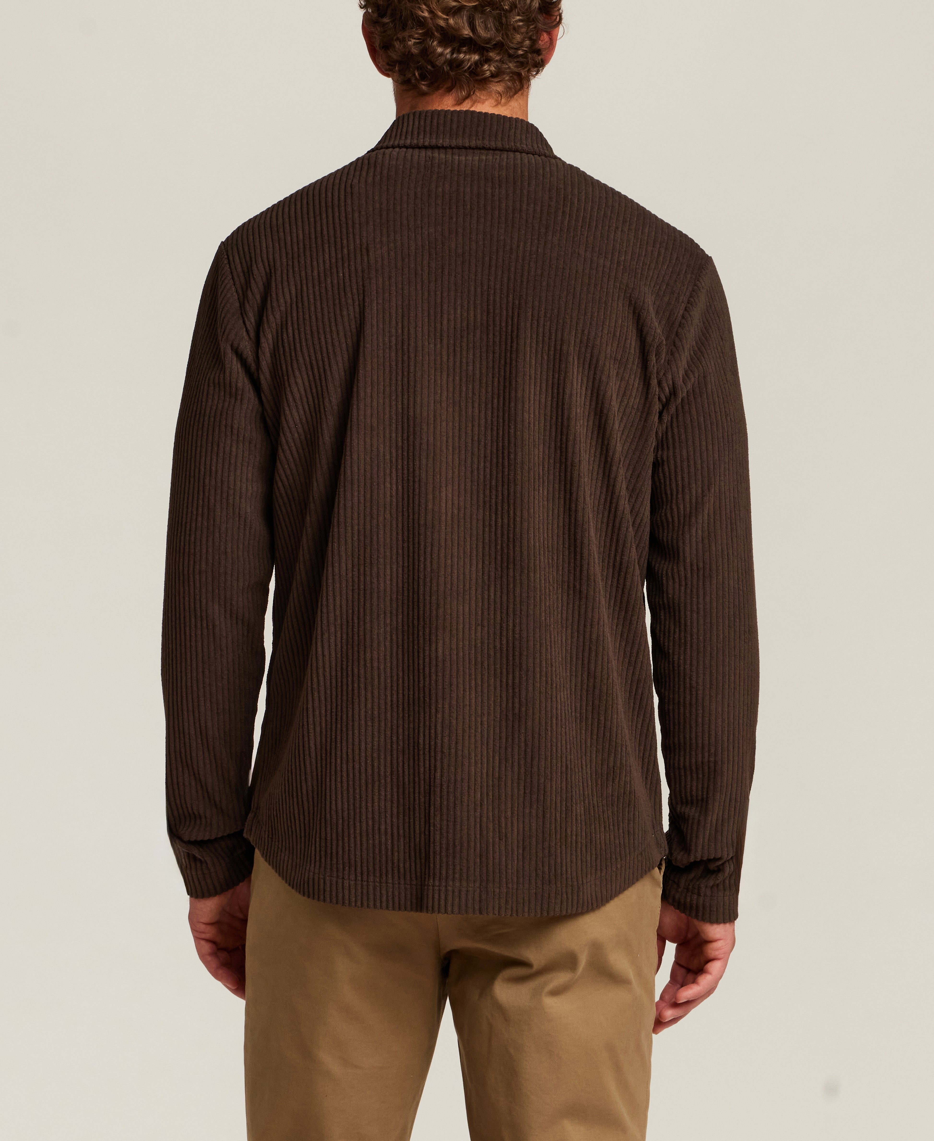 Corded Knit Overshirt in Brown