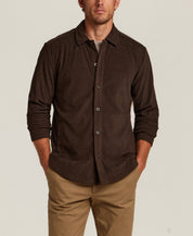 Corded Knit Overshirt in Brown