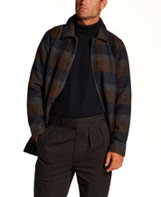 Brushed Plaid Car Coat in Charcoal