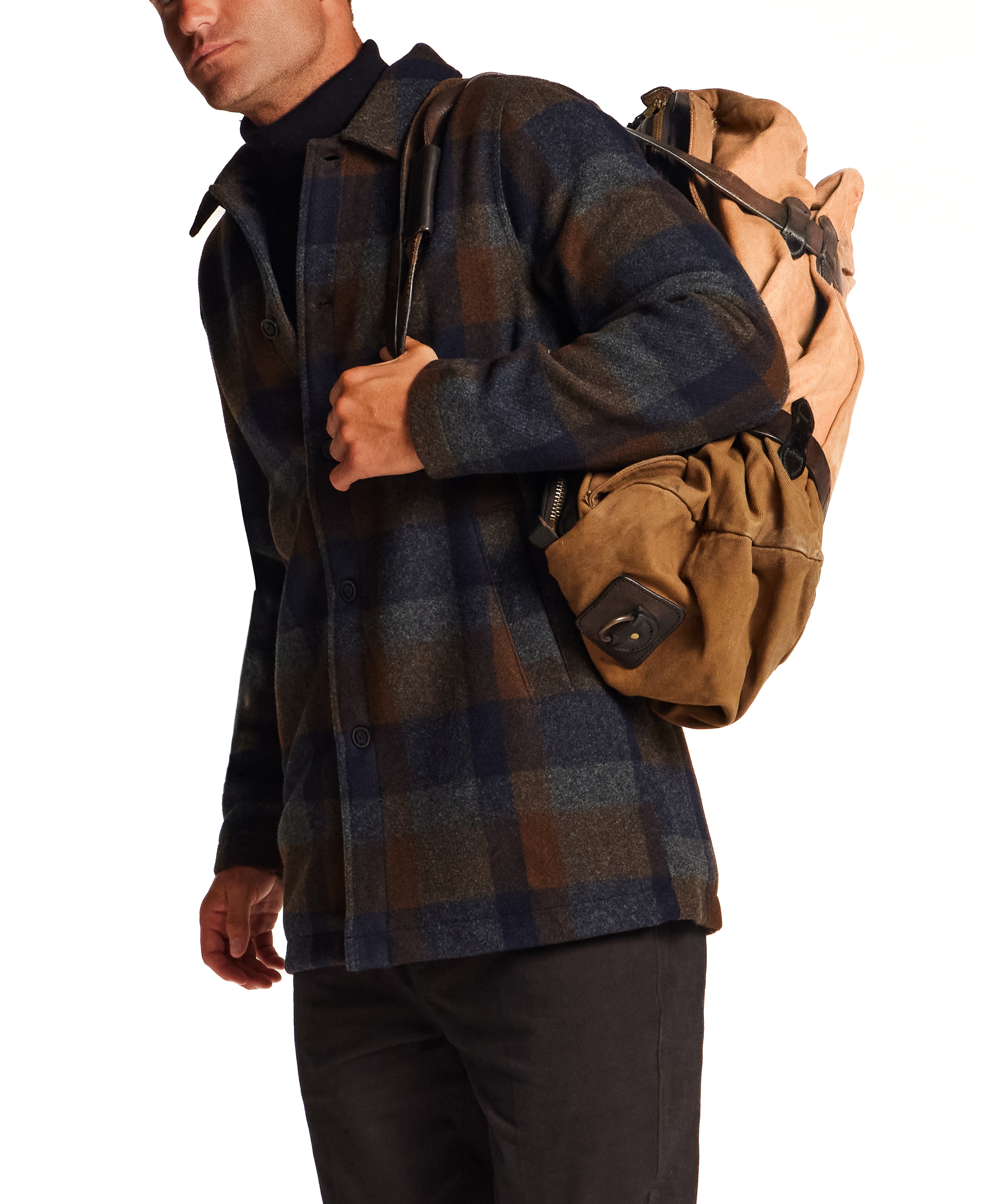 Brushed Plaid Car Coat in Charcoal