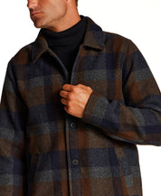Brushed Plaid Car Coat in Charcoal