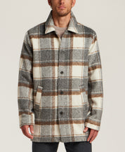 Brushed Plaid Car Coat in Cream