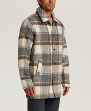 Brushed Plaid Car Coat in Cream