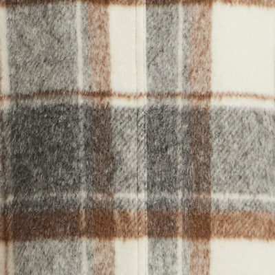 Brushed Plaid Car Coat in Cream