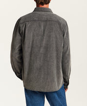 Distressed Corduroy Utility Overshirt in Charcoal