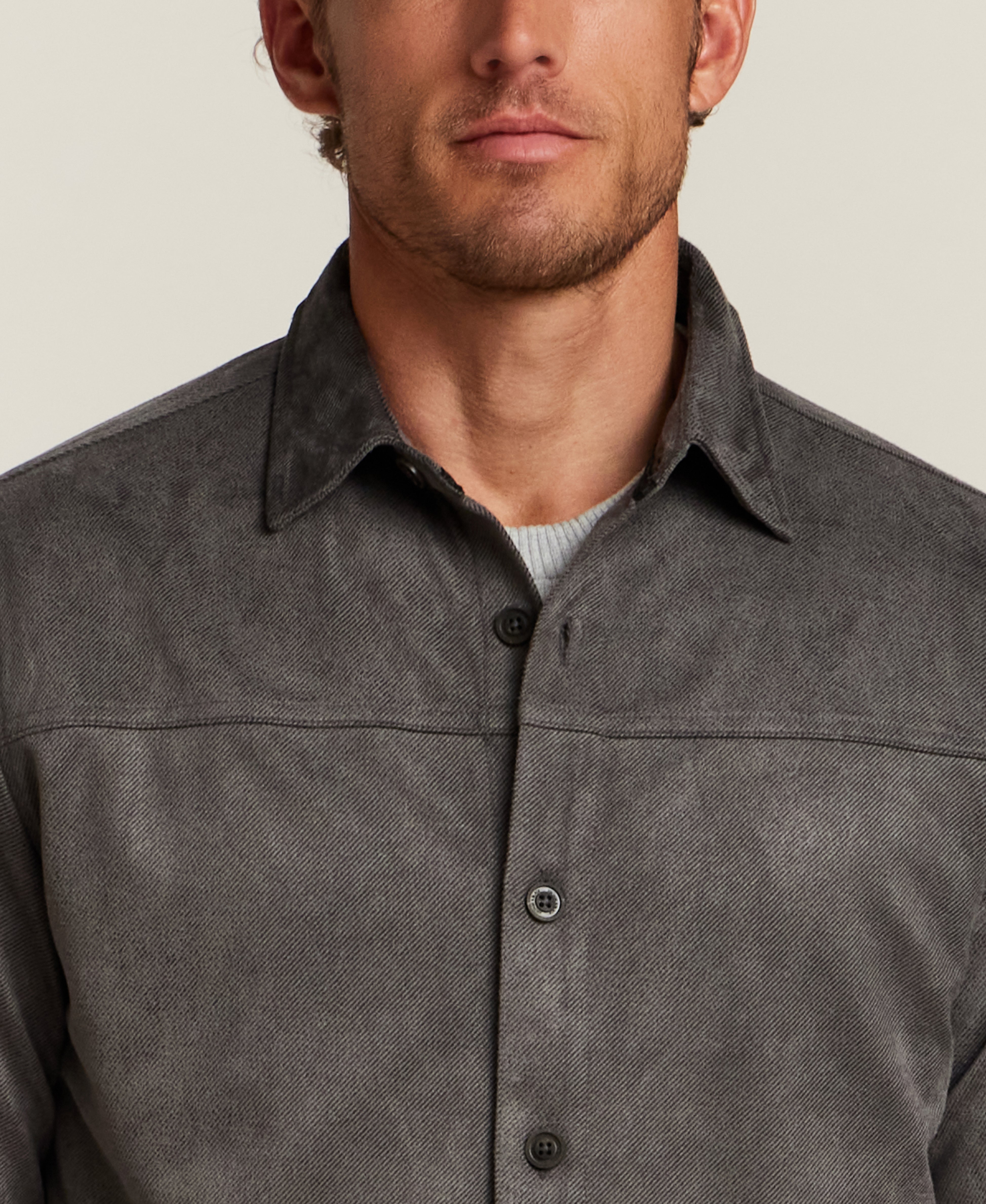 Sueded Twill Shirt in Charcoal