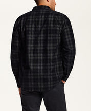 Plaid Corduroy Button-Down Shirt in Black