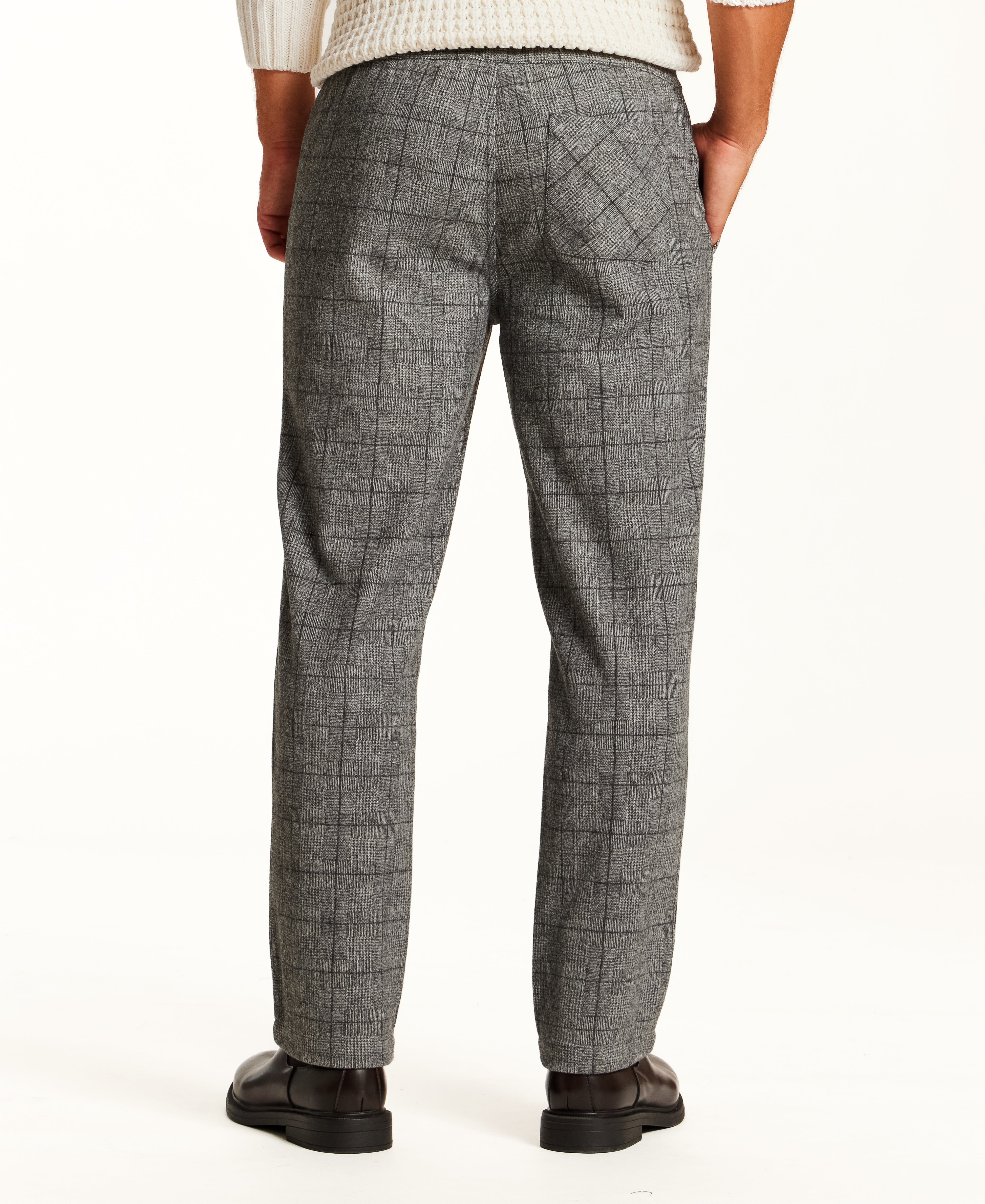 Brushed Plaid Pants in Grey