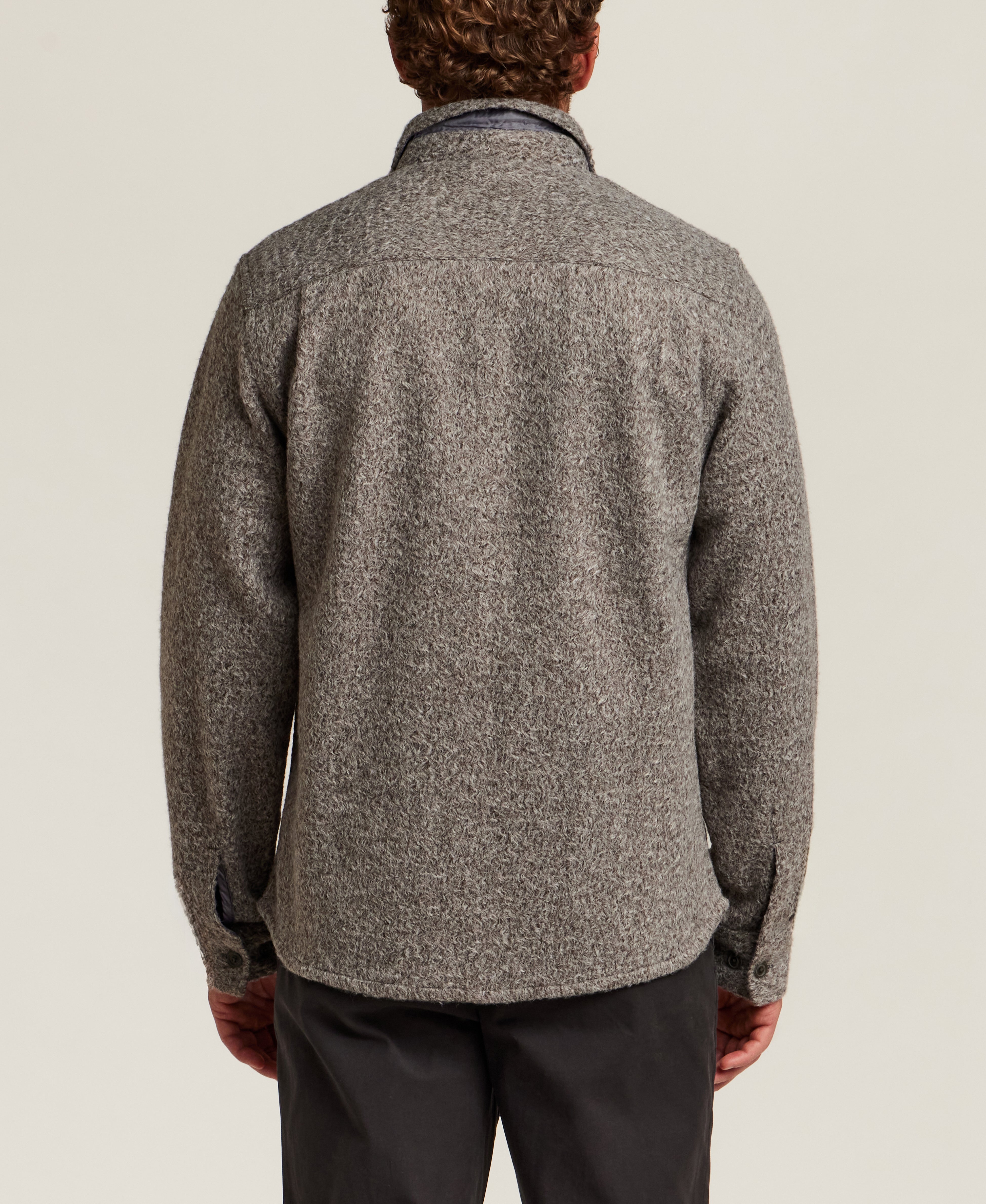 Felted Sherpa Shirt Jacket in Khaki Grey