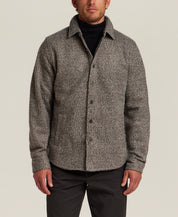 Felted Sherpa Shirt Jacket in Khaki Grey