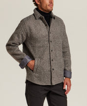 Felted Sherpa Shirt Jacket in Khaki Grey