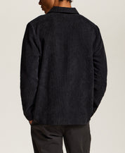 Wide Wale Corduroy Patch Pocket Overshirt in Black