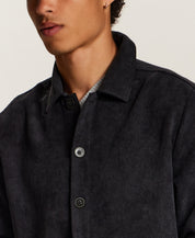 Wide Wale Corduroy Patch Pocket Overshirt in Black