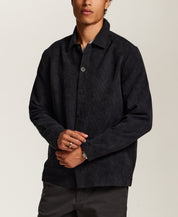Wide Wale Corduroy Patch Pocket Overshirt in Black