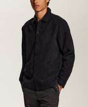 Wide Wale Corduroy Patch Pocket Overshirt in Black