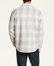 Brushed Plaid Overshirt in Light Grey