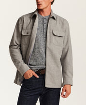 Brushed Mélange Zip Shirt Jacket in Grey Heather