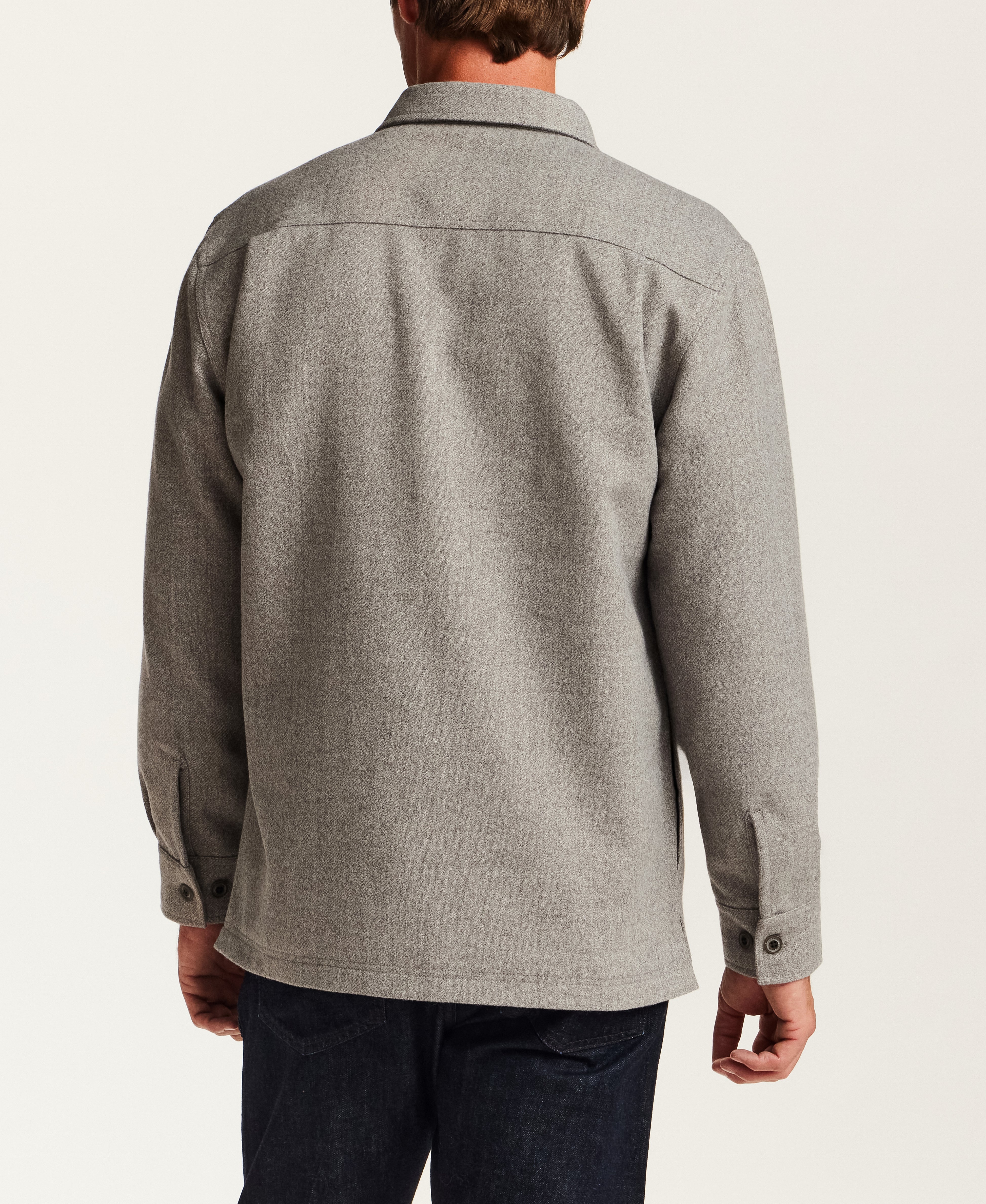 Brushed Mélange Zip Shirt Jacket in Grey Heather