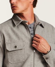 Brushed Mélange Zip Shirt Jacket in Grey Heather