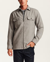 Brushed Mélange Zip Shirt Jacket in Grey Heather