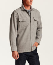 Brushed Mélange Zip Shirt Jacket in Grey Heather