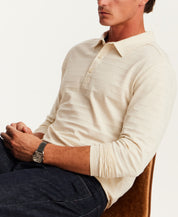 Jacquard Horizontal Stripe Polo in Cream