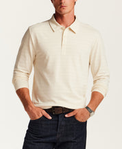 Jacquard Horizontal Stripe Polo in Cream