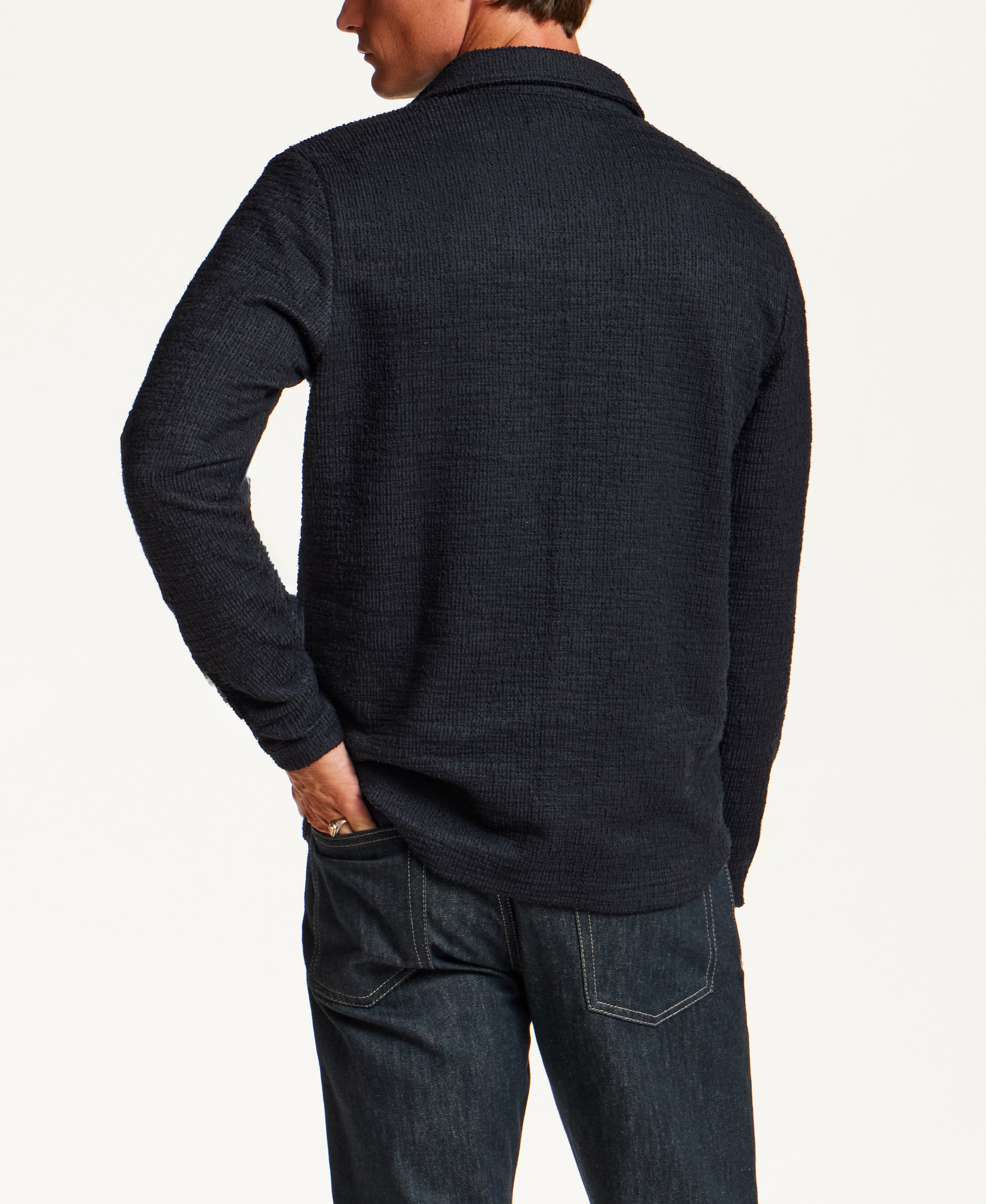 Slub Terry Overshirt in Navy