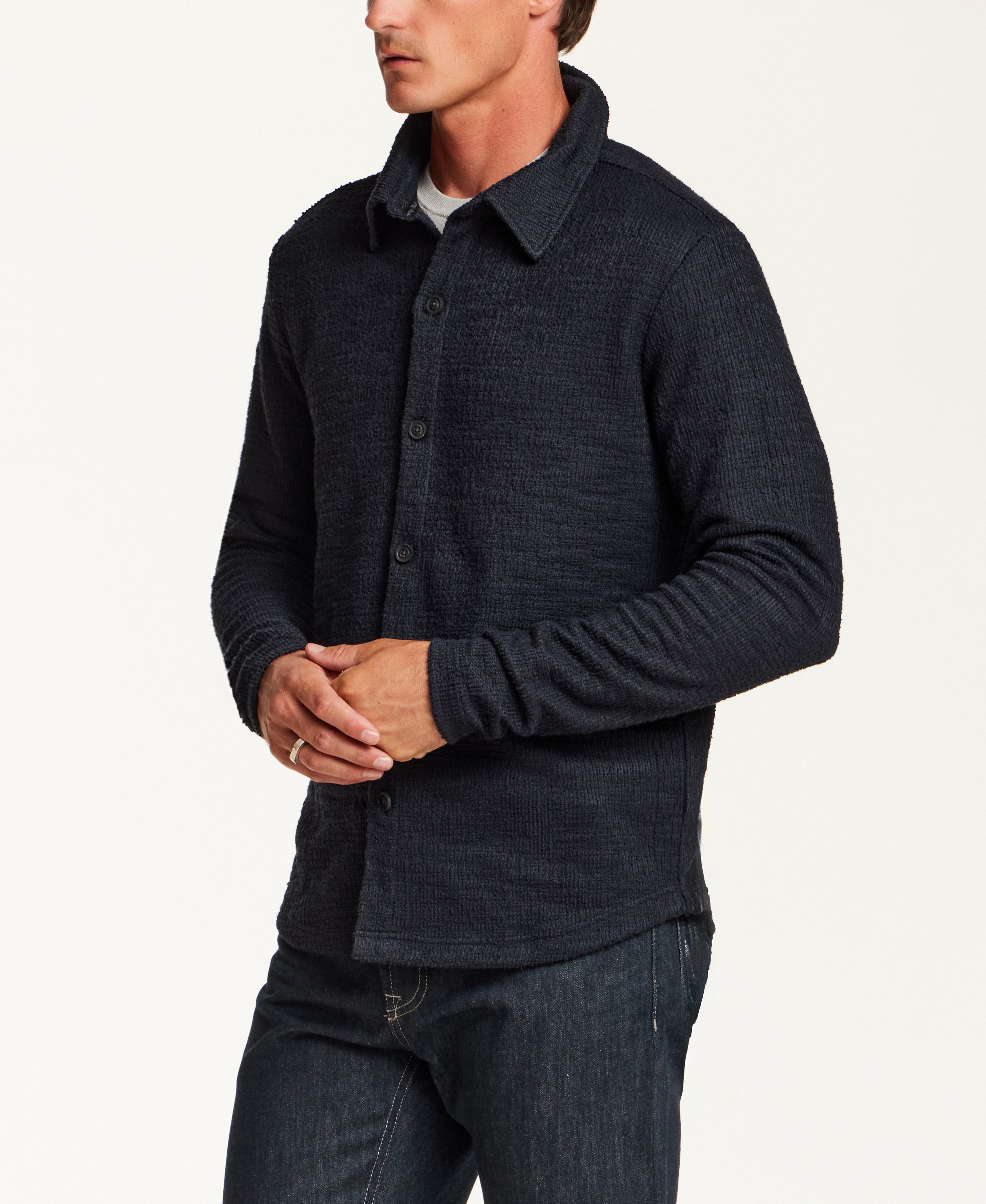 Slub Terry Overshirt in Navy