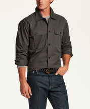 Cotton-Stretch Twill Overshirt in Charcoal