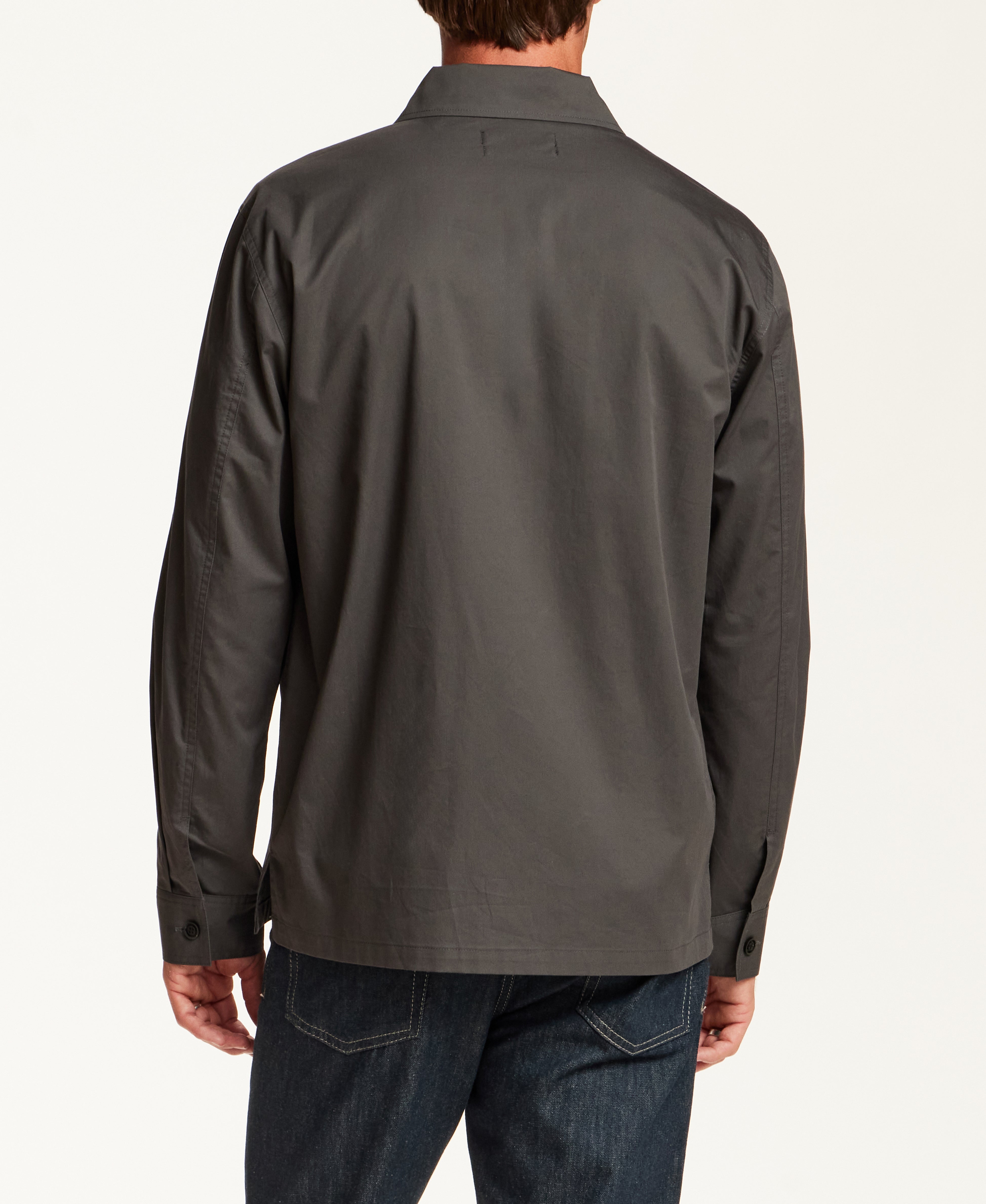 Cotton-Stretch Twill Overshirt in Charcoal