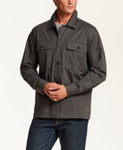 Cotton-Stretch Twill Overshirt in Charcoal