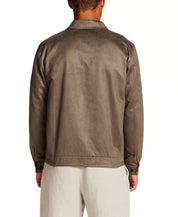 Faux Suede Zip Jacket in Army Green