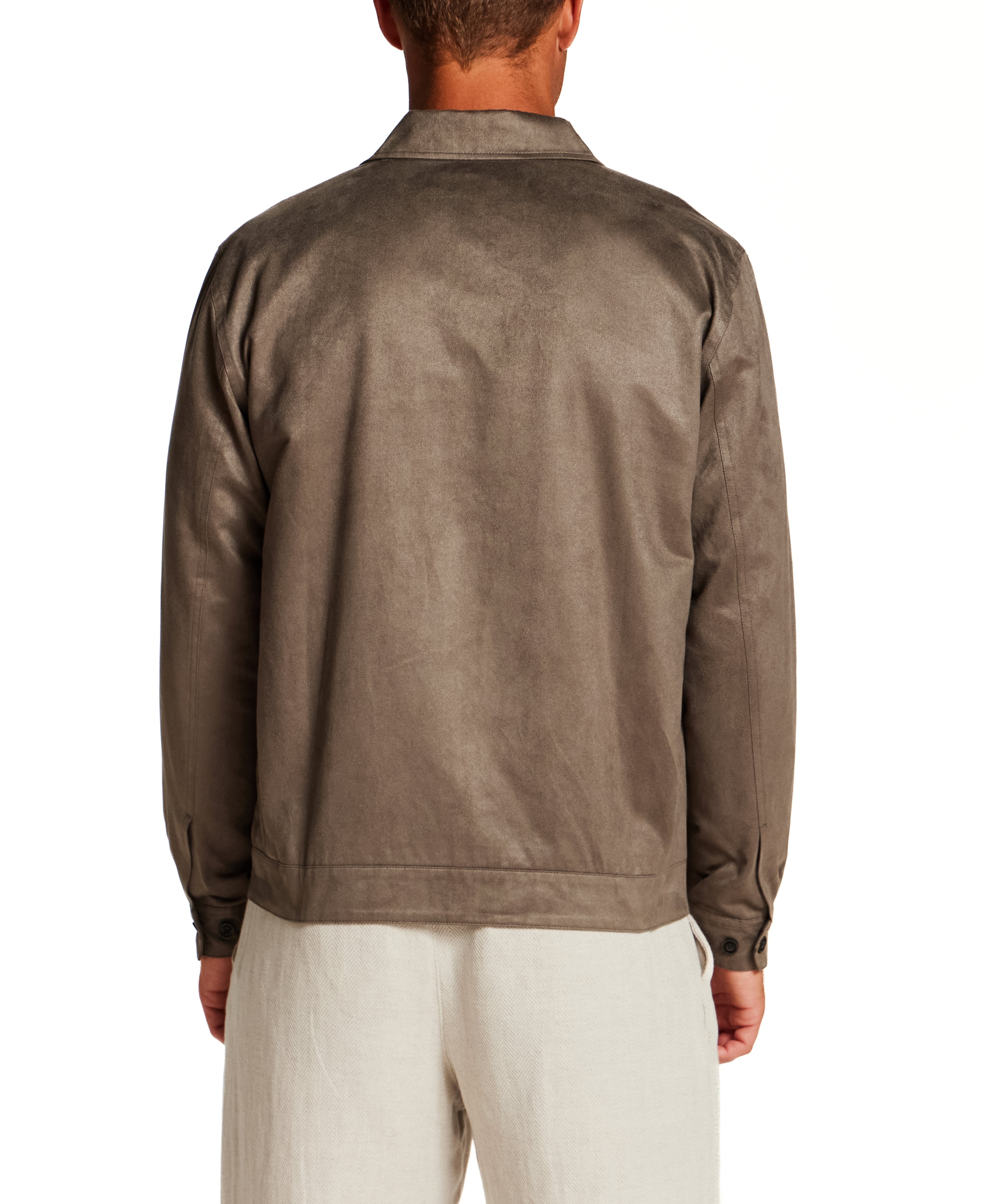 Faux Suede Zip Jacket in Army Green