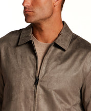 Faux Suede Zip Jacket in Army Green