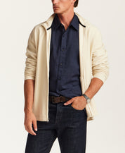 Vertical Texture Long-Sleeve Shirt in Navy