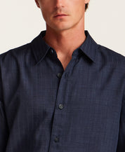 Vertical Texture Long-Sleeve Shirt in Navy