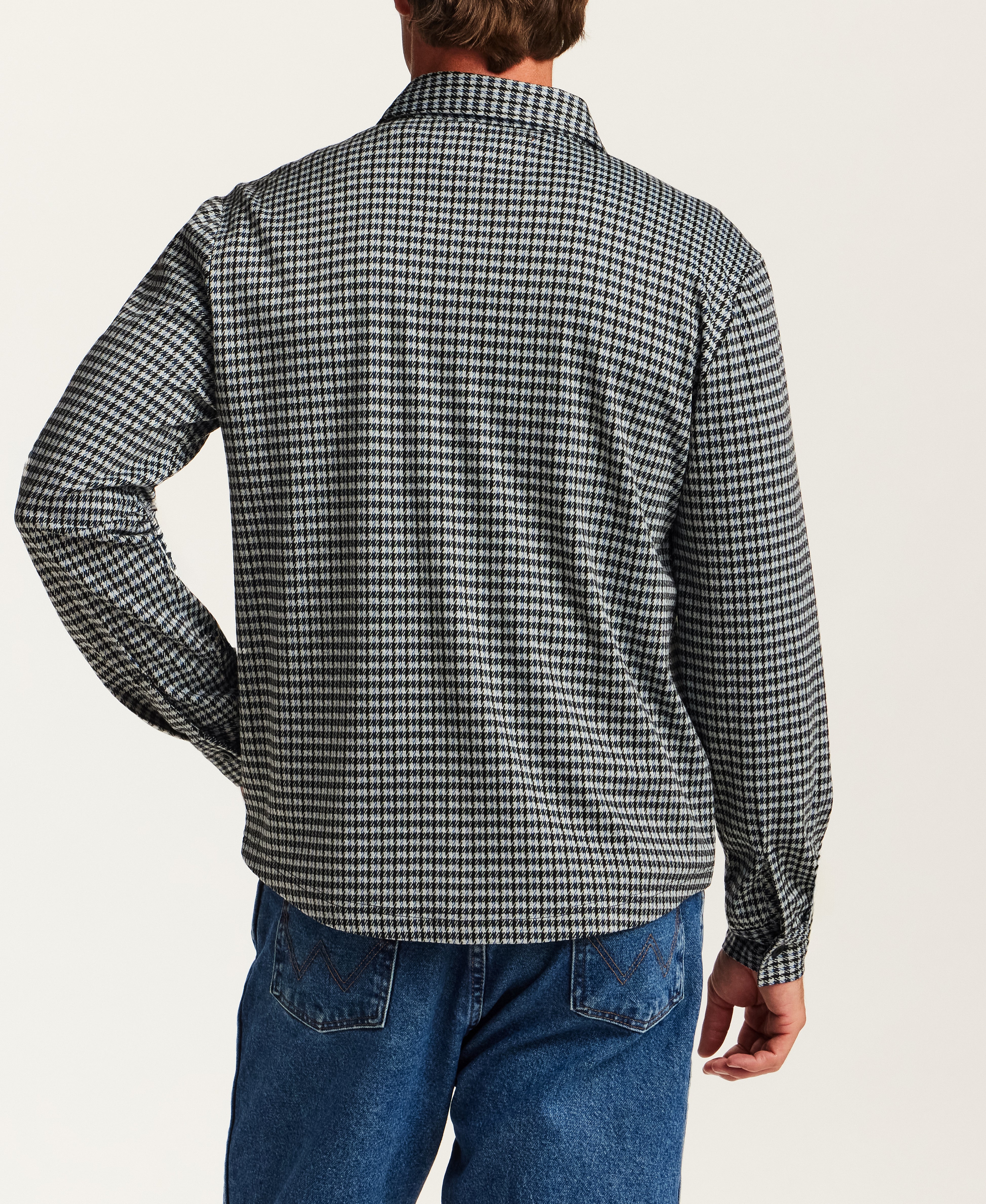 Knit Houndstooth Shirt in Navy