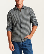 Knit Houndstooth Shirt in Navy