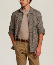 Knit Houndstooth Overshirt in Brown