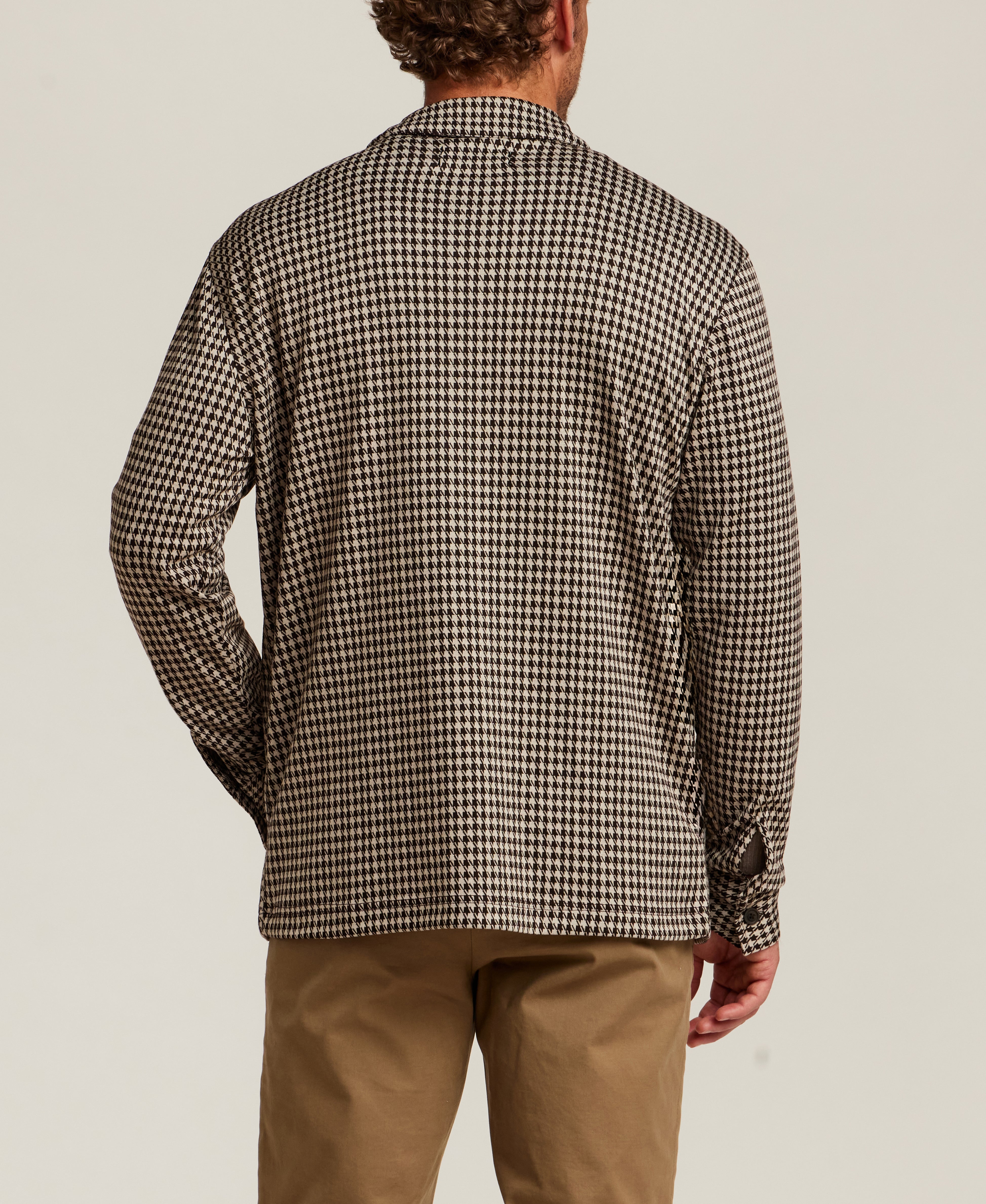 Knit Houndstooth Overshirt in Brown