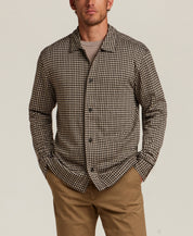 Knit Houndstooth Overshirt in Brown