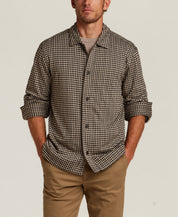 Knit Houndstooth Overshirt in Brown