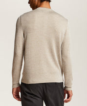Textured Rib Henley in Khaki White