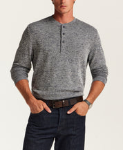 Textured Rib Henley in Navy White