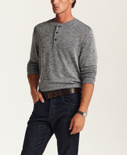 Textured Rib Henley in Navy White