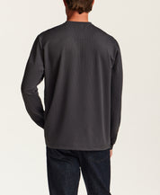 Mini Seersucker Performance Henley in Charcoal Grey