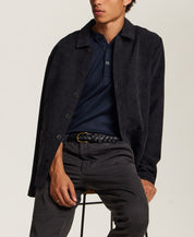 Soft Stretch Henley in Navy