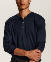Soft Stretch Henley in Navy
